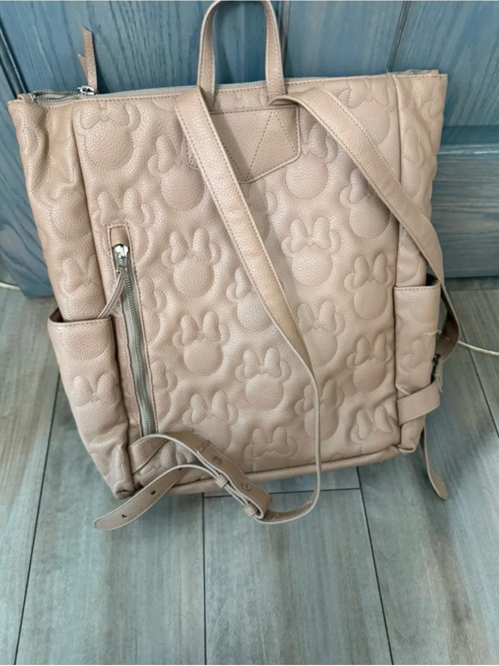 Freshly Picked Embossed Minnie Baby Backpack - Beige